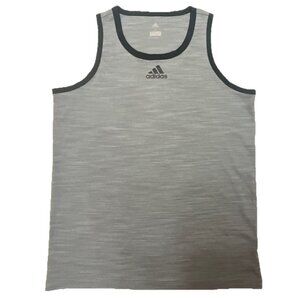 Adidas Mens Medium Gray Tank Top Logo Sleeveless Athletic Workout Shirt M